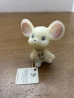Fenton Mouse Figurine Satin Glass Hand Painted Signed Floral Vtg Rare USA NOS
