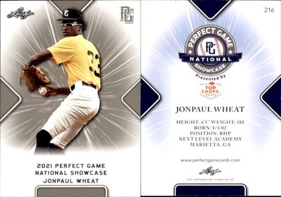 JONPAUL WHEAT 2021 LEAF PERFECT GAME NATIONAL SHOWCASE ROOKIE CARD #216