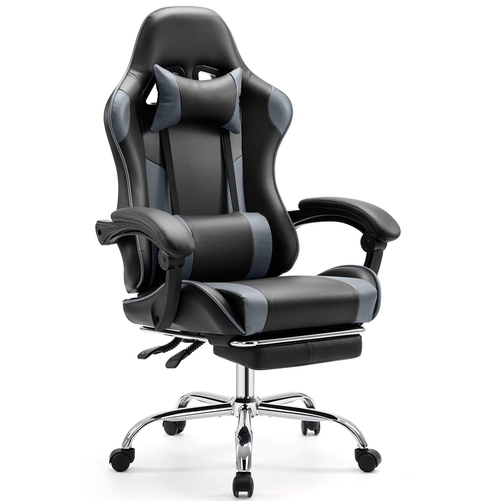 Ergonomic Video Game Chair with Footrest & Lumbar Support for Gaming & Computer Work
