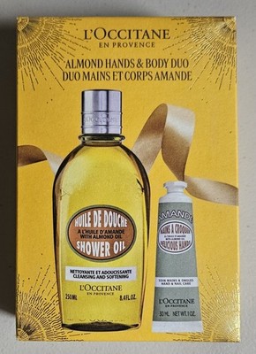 L OCCITANE Almond Shower Oil  8.4oz and Hand Cream 1 oz Gift Set BRAND NEW