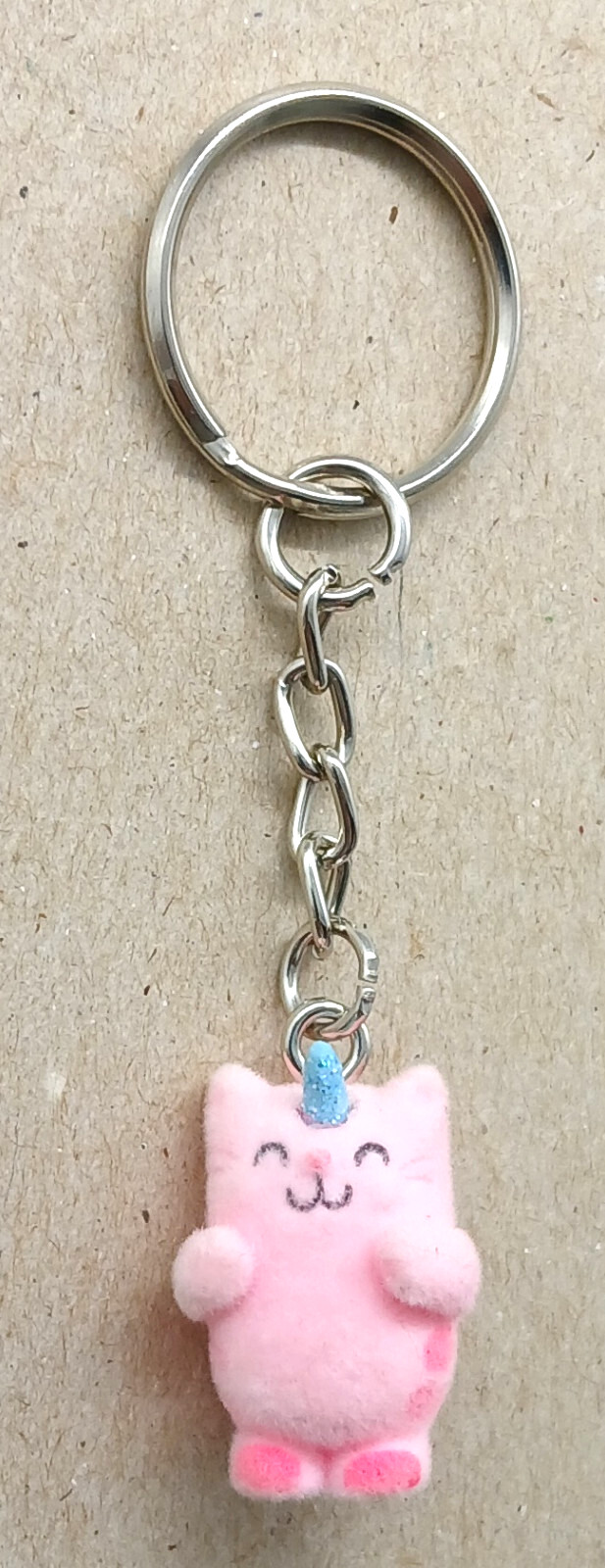 Vintage Pink Cat Unicorn Cute Fabled Animal Keyring Keychain