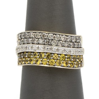 LeVian 14k Chocolate White Diamond Yellow Sapphire Size 7.25 Ring #JB642 2