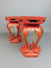 JAPANESE C1847 PAIR H20.5cm 8.1" TAKATSUKI BUDDHIST ALTAR ARTICLE LACQUERED WOOD