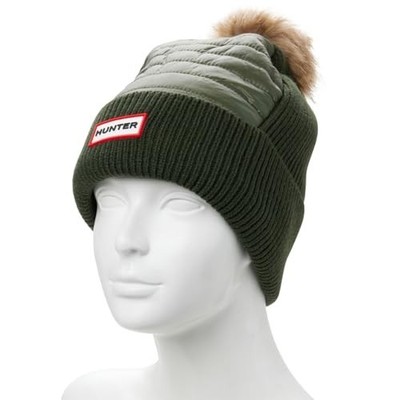 NWT Hunter Unisex O/S Baffle Stitch Insulated Beanie with Faux Fur Pom