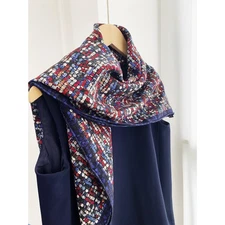 2025 New 70% Wool & 30% Silk Wrap Scarf Band Print Double Side Shawl 35"*