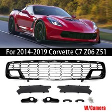 For 2014-2019 Corvette C7 Z06 Z51 Front Bumper Grille With Camera Gloss Black For 2014-2019 Corvette C7 Z06 Z51 Front Bumper Grille With Camera Gloss Black
