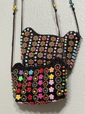 Handmade Beaded Vintage Two BOHO Multi-Color Crossbody Purses.