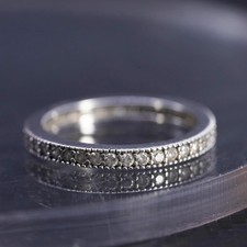 Size 5, vintage sterling silver 925 stackable band ring with cz