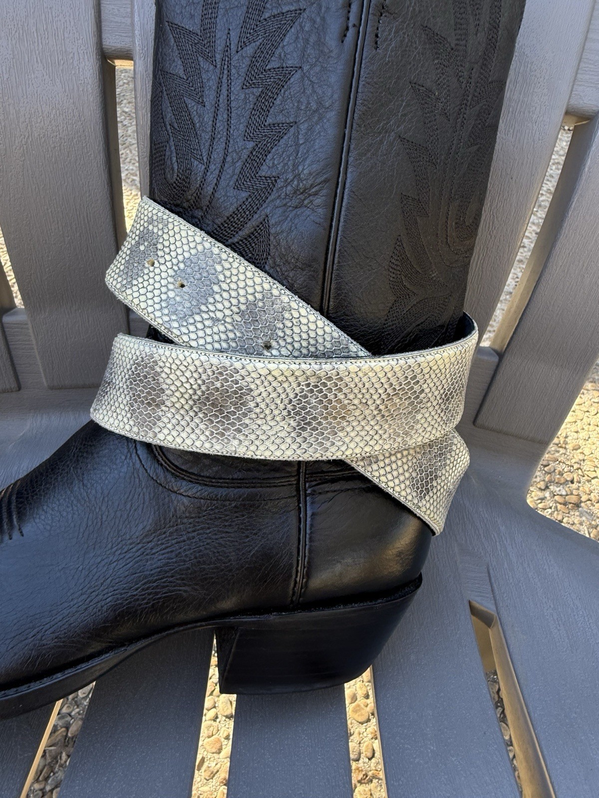 Vintage Style Python Snake Skin Pattern Leather W… - image 3