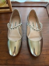 Miu Miu silver ballet flats with crystal stars size 37 US7