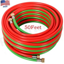 50 FT 1/4''Oxygen Acetylene Hose B fittings Welding Cutting Torch Twin Hose Set