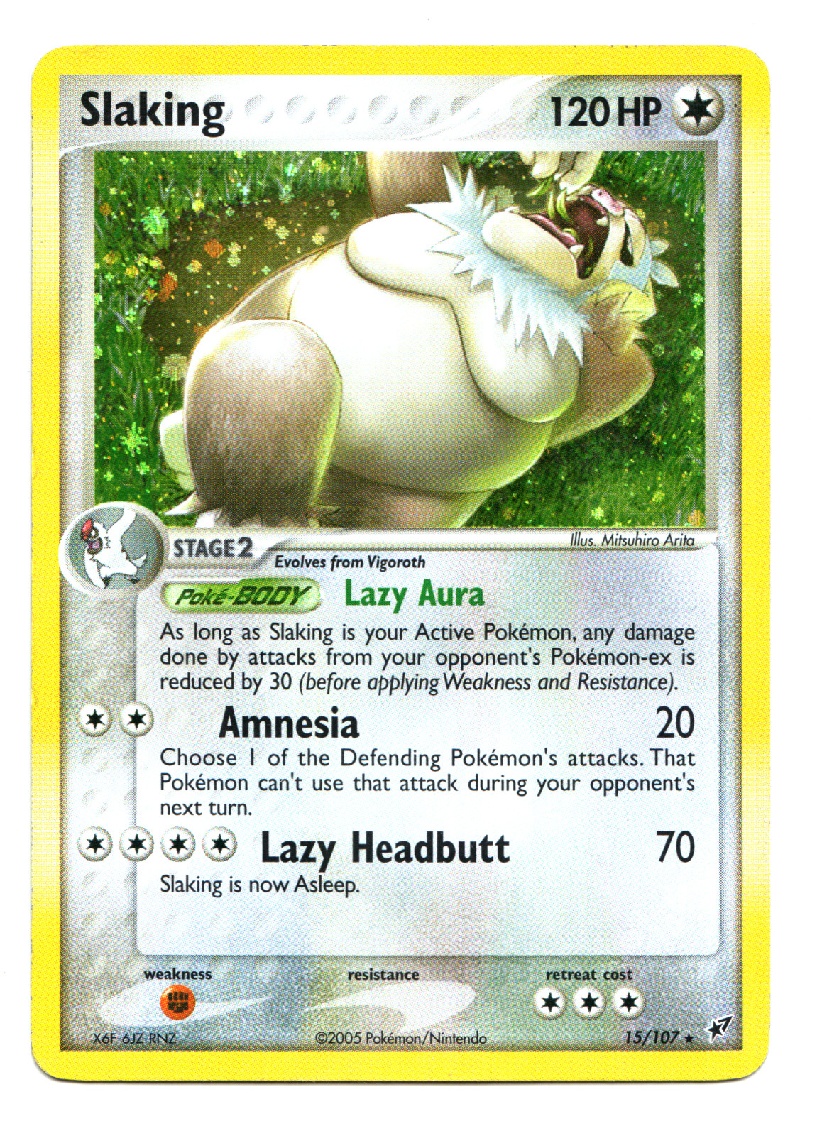 Pokemon Card - Slaking Deoxys 15/107 Holo Rare Light Play LP