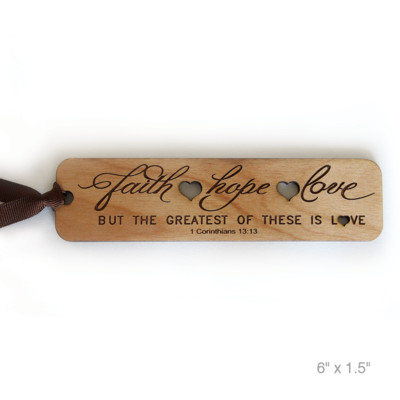 Bella Busta-1 Corinthians 13:13 -Faith, Hope, Love-Engraved Natural Alder Wood