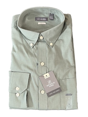 van heusen white satin stripe dress shirt NEW Van Heusen Men's White Fitted Sateen Stripe Dress Shirt, 17.5 34/35 XL tags