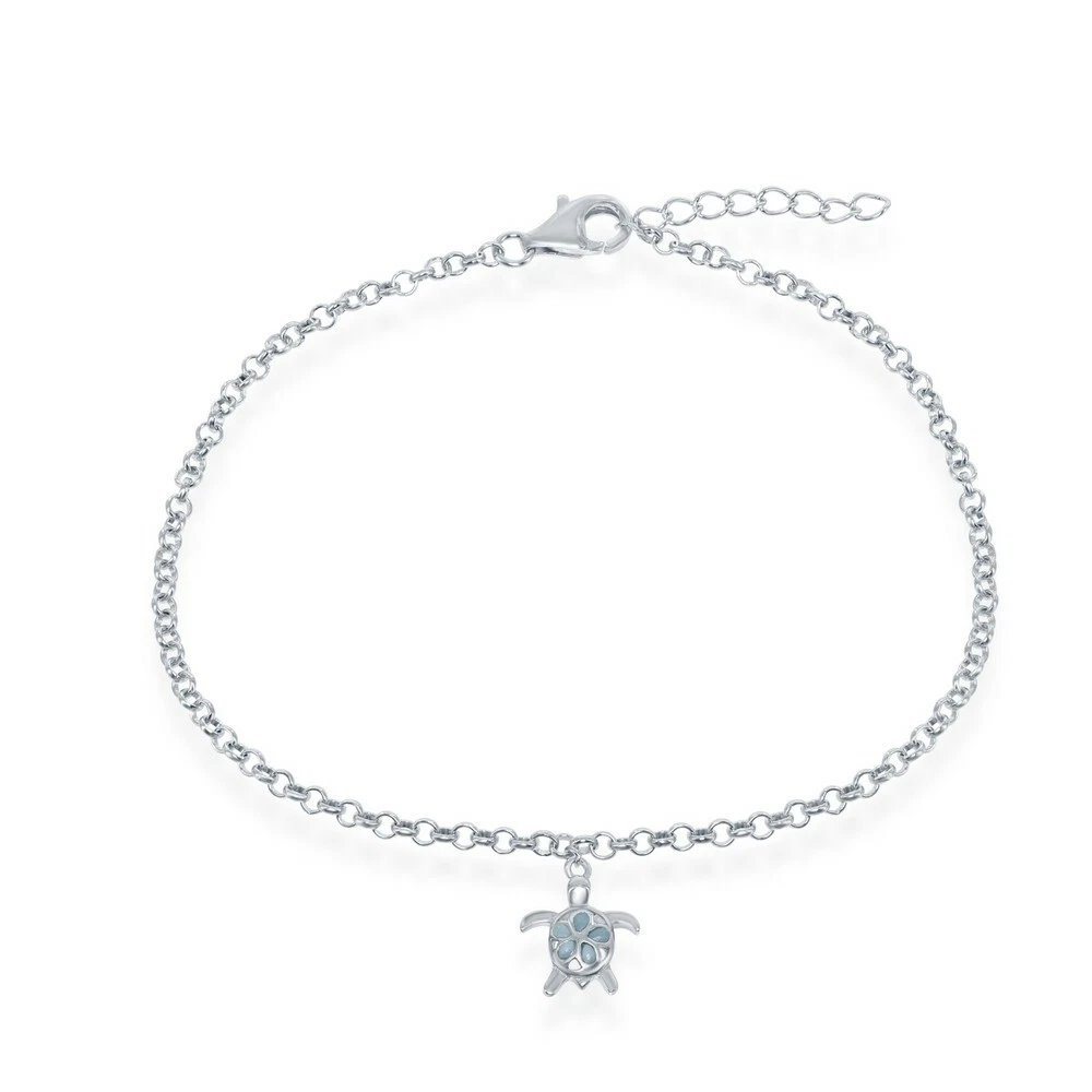 Sterling silver turtle anklet sale