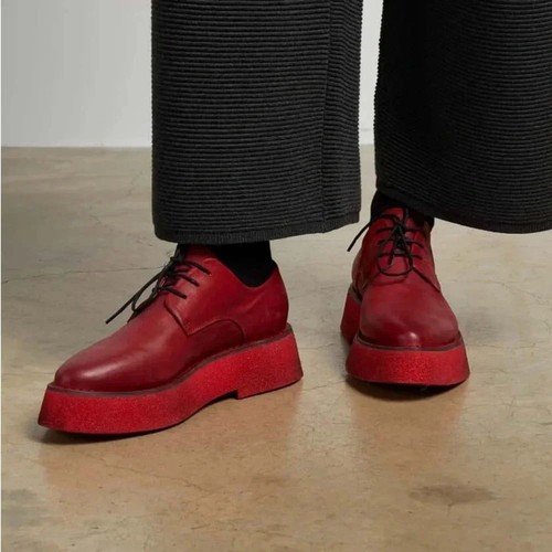 Lofina Rosso Schuhe Plateau Chunky Oxford Derby Rot Leder Schnürer EUR 41 US 10 - Bild 2 von 12