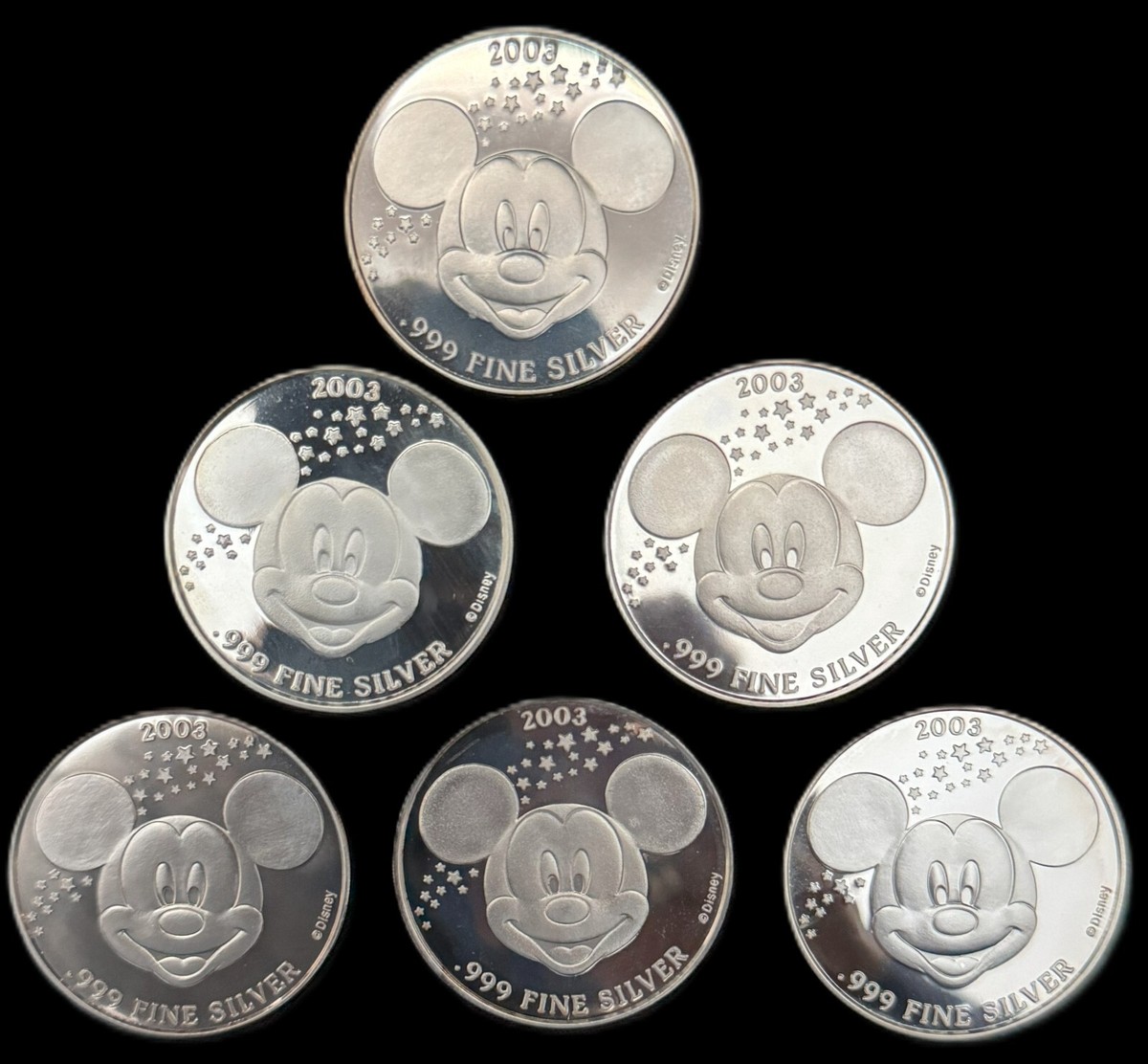 Disney 75 Years with Mickey Colorized 6 - 1 oz .999 Silver Coin