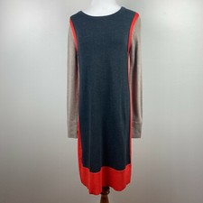Eliza J Sweater Dress Small Gray Stretch Knit Colorblock Long Sleeve Zip Office