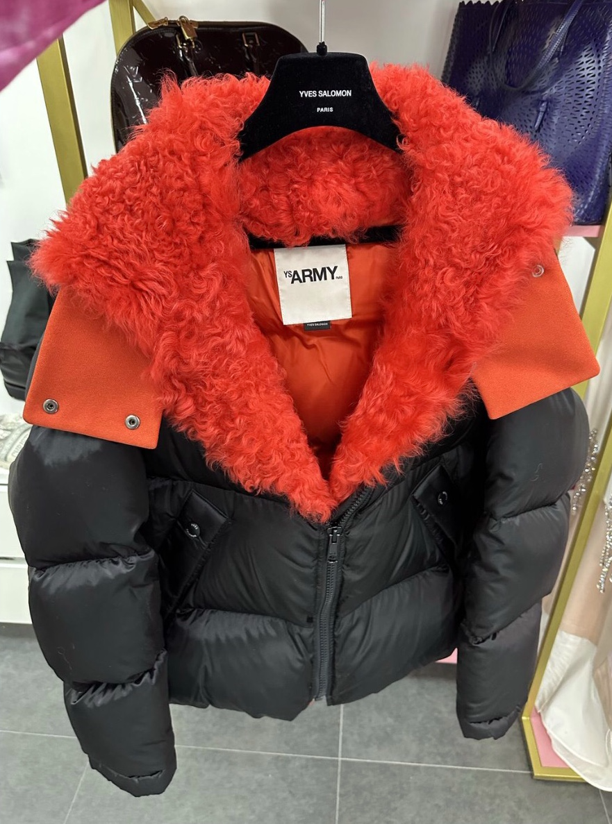 Yves Salomon piumino parka pelliccia di agnello cappuccio fr 34 S M L