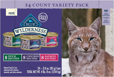 Wilderness High Protein Adult Pate Cat Food Variety Chicken Salmon Duck 24x3oz