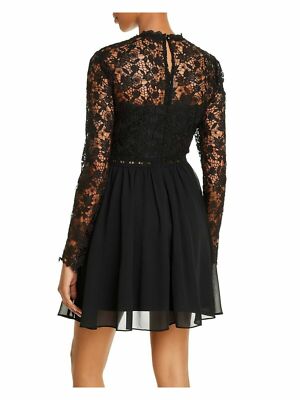Aqua Womens Lace Mini Cocktail Dress Black XS