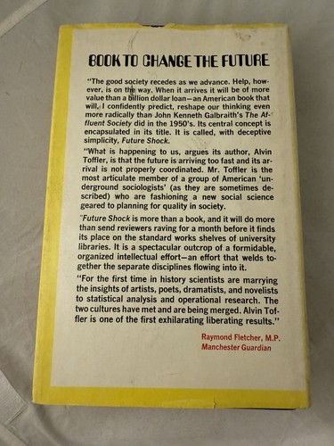 1970 FUTURE SHOCK by Toffler -- BCE 1st Edition -- Hardcover with Dust Jacket - Picture 4 of 7