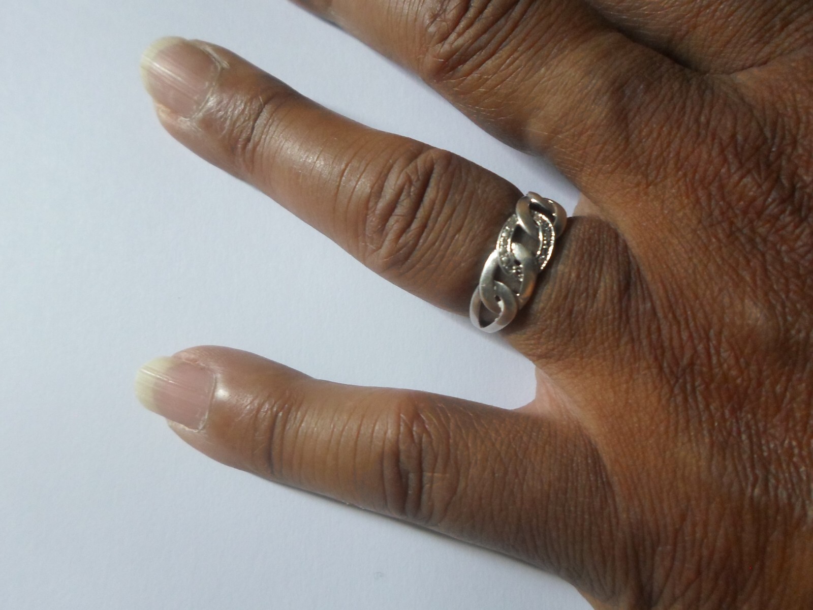 solid silver ring, openwork, interlaced, zirconiu… - image 4