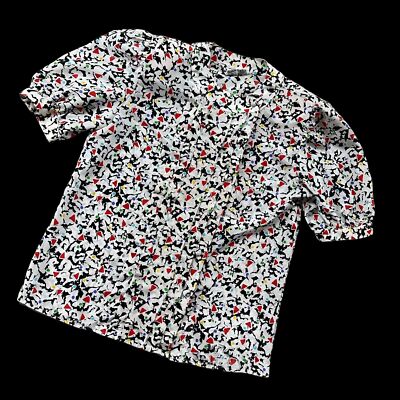 Vintage Blouse Anne Klein For New Aspects 1980s Geometric Shoulder Pads Colorful