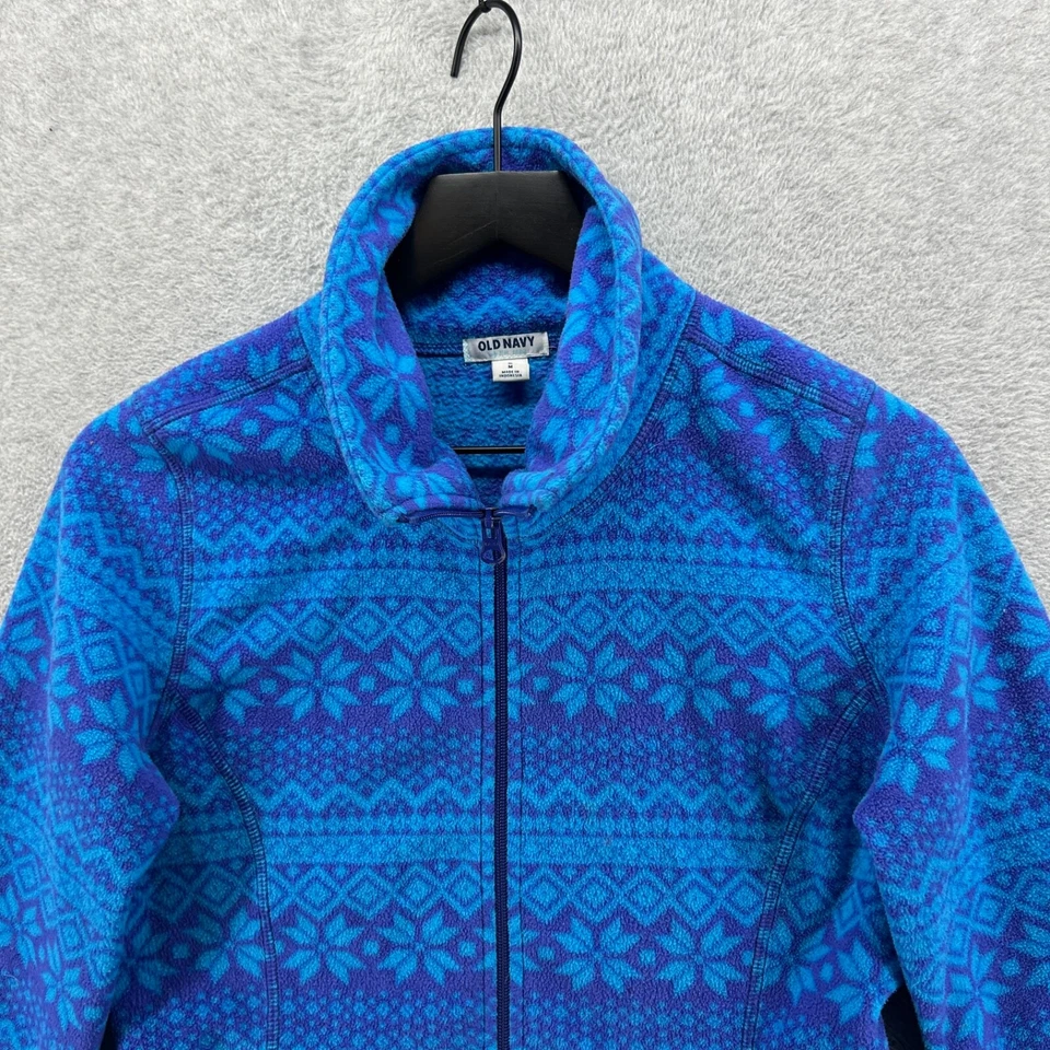 Chaqueta polar Old Navy para mujer talla mediana azul geométrica de colección Y2K cremallera completa Foto 4 de 4