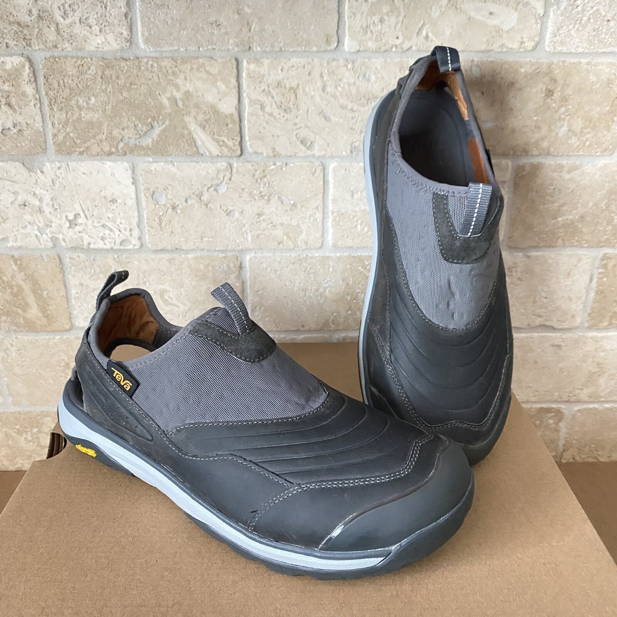 TEVA TERRA FLOAT ACTIVE SLIP-ON SPORTS GREY LEATHER SANDALS SHOES SIZE US MEN