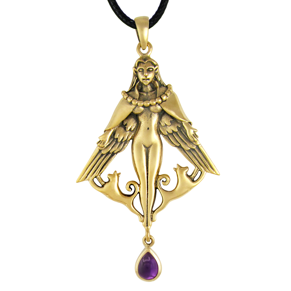 Bronze Anhänger 'Freya' Mit Mondstein – Nordische Göttin Der Liebe, Von Dryad Design