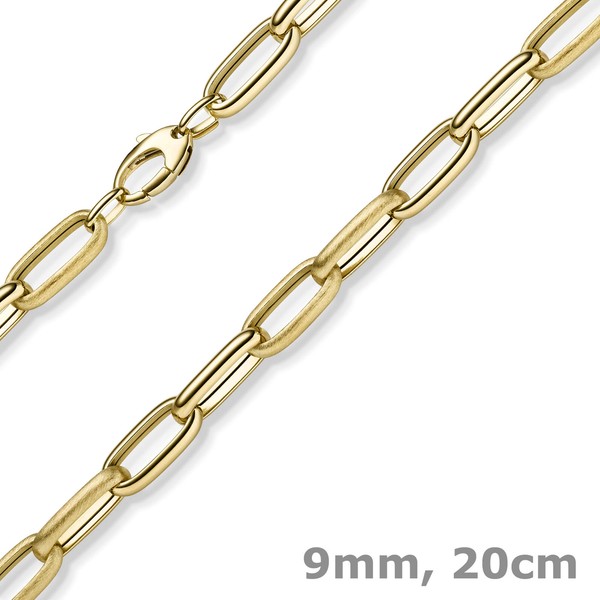 9Mm Phantasie Armband Armkette Aus 585 Gold Gelbgold Matt/GläNzend 20Cm-image