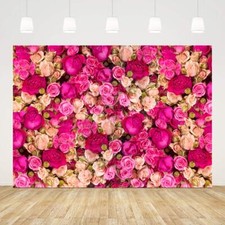 7x5ft Pink Red Rose Flowers Photography Backdrop Valentine's Day Photo Backgr...