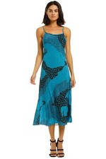 RIXO LONDON Silk Sylvie Midi Dress Blue Cocktail Preloved Size 10 AU