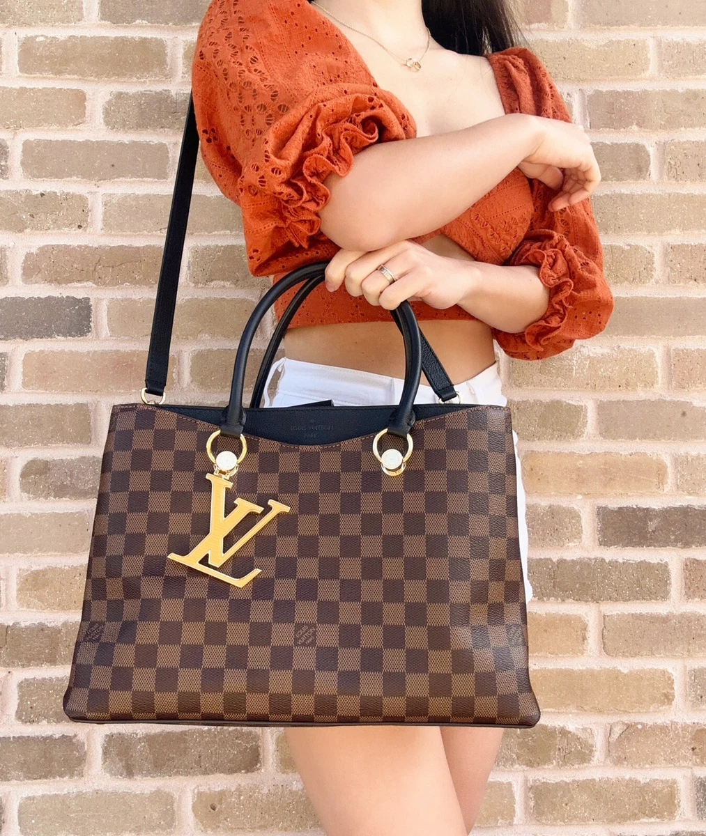 Louis Vuitton Riverside Damier Ebene Satchel Shoulder Bag Brown Black Orange