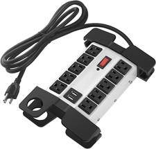 Heavy Duty Power Strip for Garage Workshop with USB Ports Wide Outlets 12-in-1