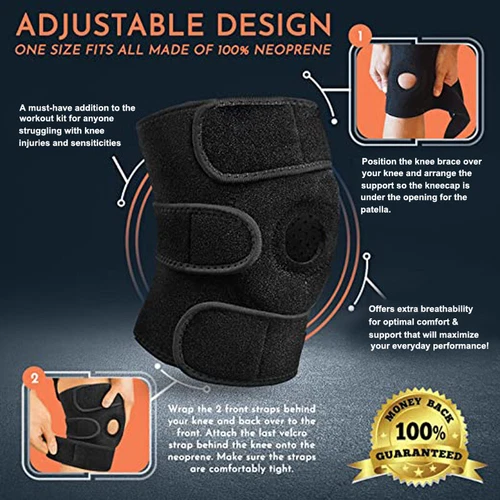 Knee Brace Compression Sleeve Joint Support Open Patella Stabilizer Wrap Straps - Picture 4 of 32