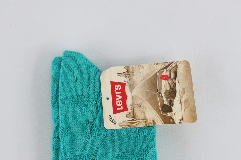 Nuevo de Lote Antiguo Años 80 Levis Tejido Pez Vestido Calcetines Verde Mar Brillante Para Hombres 6-12.5 EE. UU. Foto 2 de 4