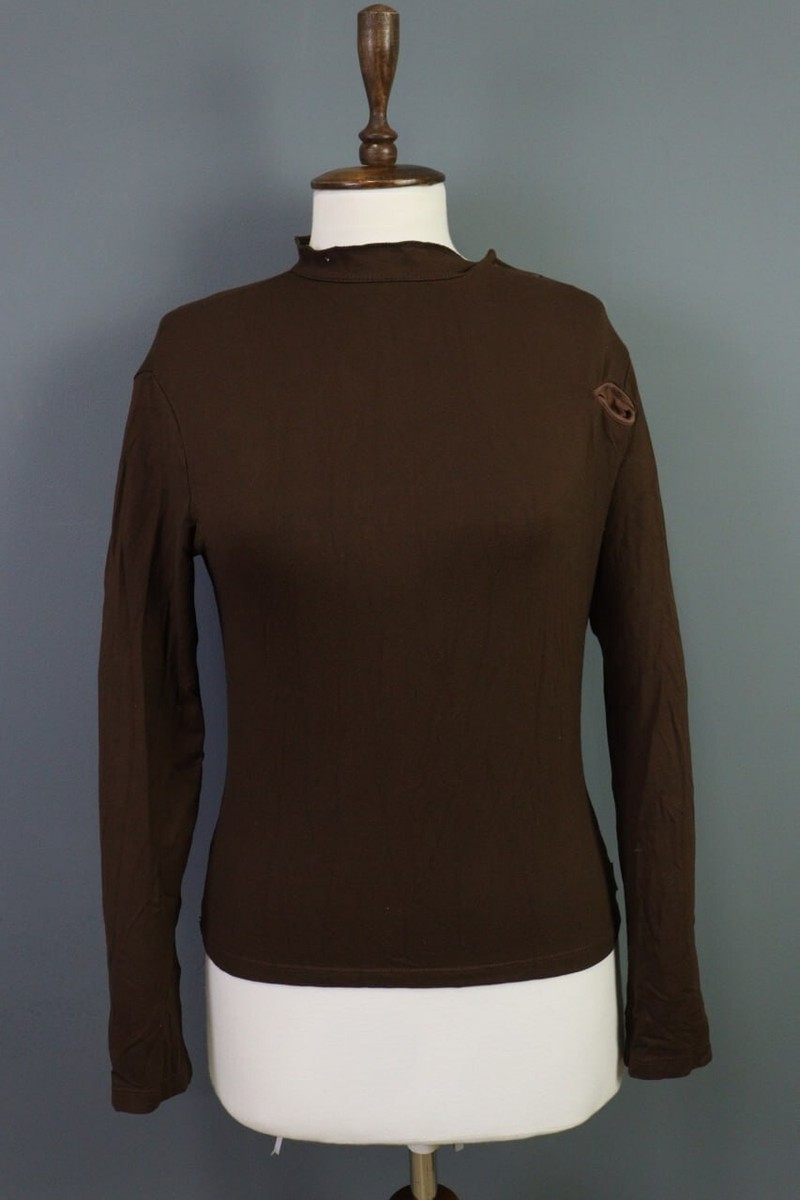 Brown Long Sleeve Blouse Top Shirt UK