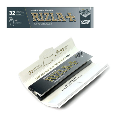 Rizla Combi Silver Kingsize Rolling Papers With Filter Roach Tips Ultra Thin | UK Australia