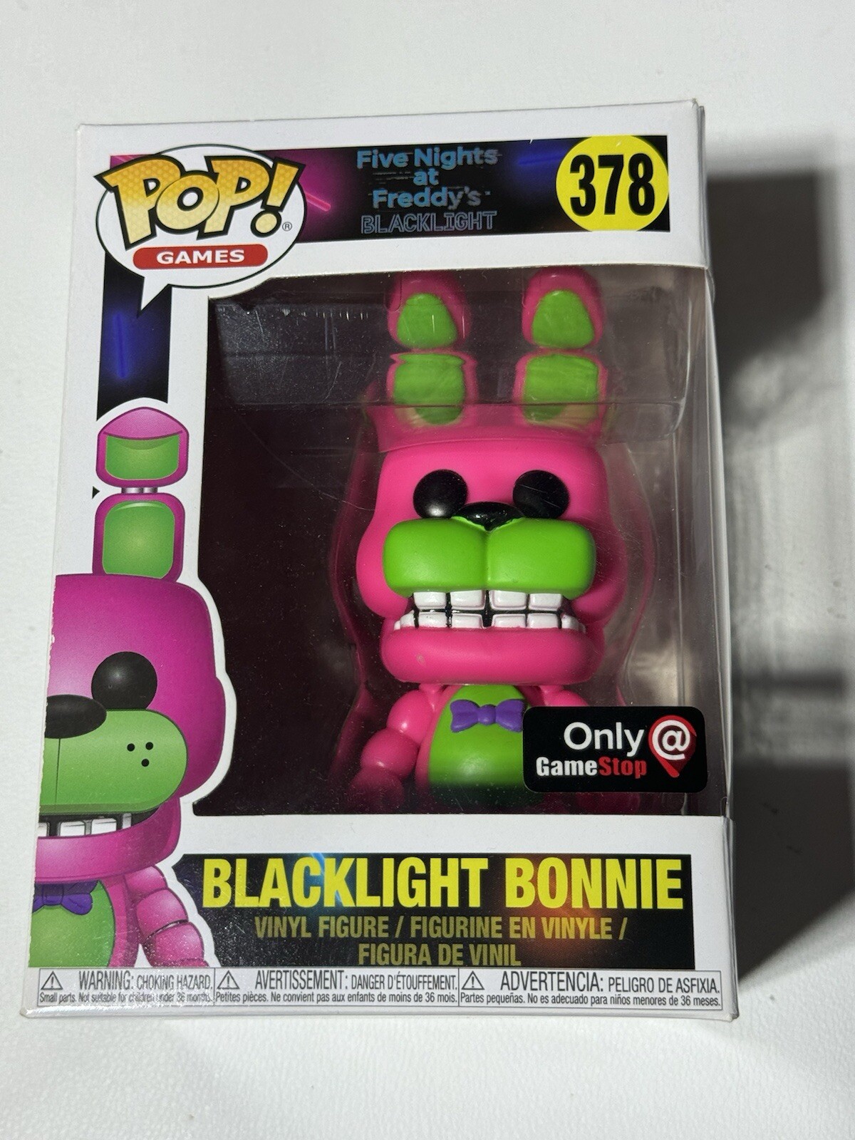 Funko Pop! Five Nights At Freddy'S Blacklight Bonnie #378 Gamestop W/Protector