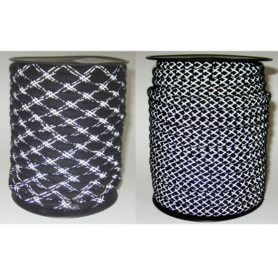 Reflektor Kordel 8mm, schwarz, geflochtene Kordel, Hoodie