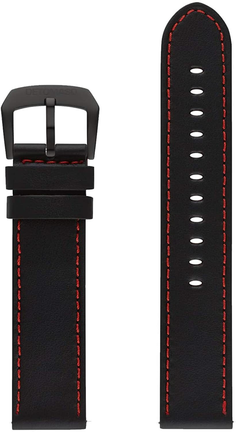 Bracelet montre 20mm Detomaso cuir noir pour changer de style