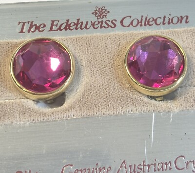 Vintage Edelweiss Collection Austrian Crystal Clip On Earrings 1/2  