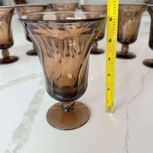 Vintage MCM Fostoria Jamestown Smokey Brown Swirl Iced Tea Glass Goblets 6-1/8" - Picture 10 of 12