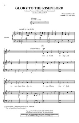 Glory to the Risen Lord Unison/2-Part Treble