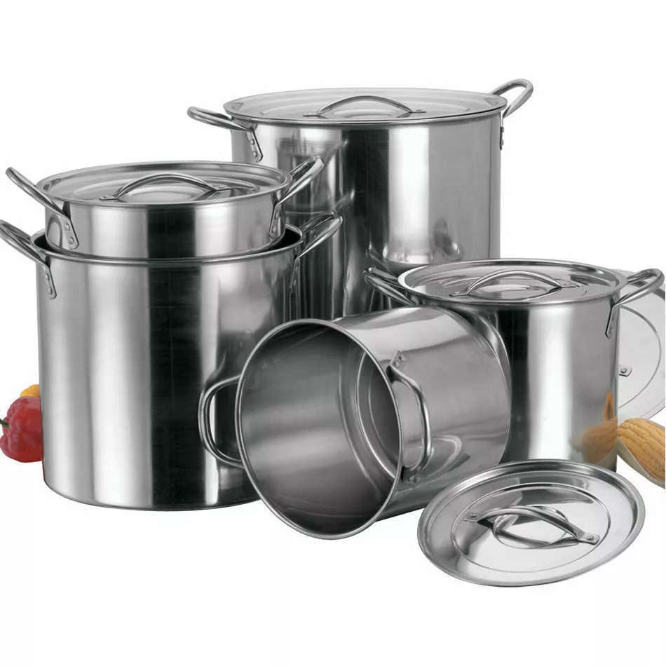 4pc Industrial Large Stock Pots Pans Restaurant Catering cooking Stainless  Steel