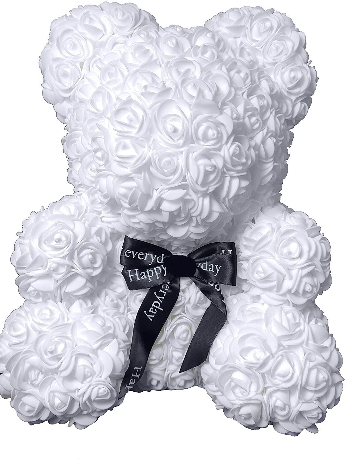 Ours en rose artificielle blanc de 40 cm le cadeau de fête des mères idéal