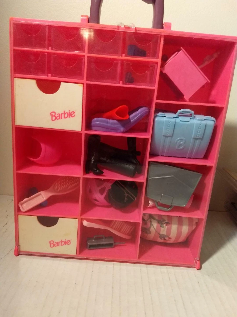 VINTAGE 1993 Barbie Clothes Cubby Storage Boots, brushes, handbags, pillows  MORE