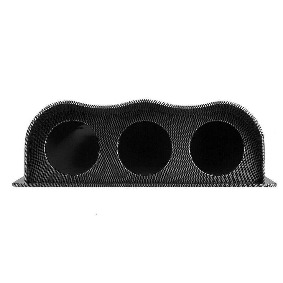 52mm Carbon Fiber Triple Dash Gauge Meter Pod 3 Hole Dashboard Mount Holder Pod - Image 3 of 4